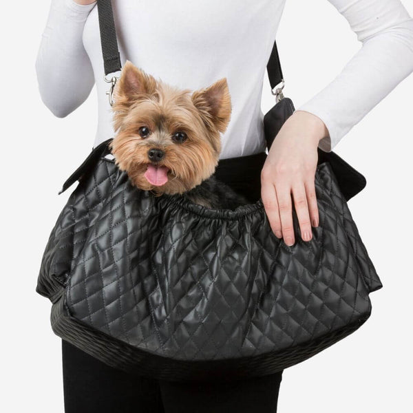 Petote Gigi Quilted Sling Dog Carrier - Black