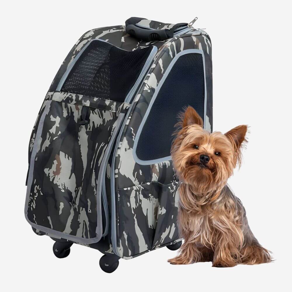 Petique 5-in-1 Airline Approved Dog Carrier with Wheels for Plane