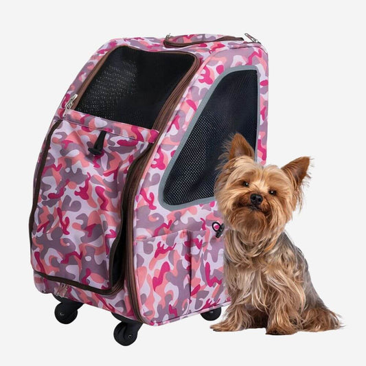 Petique 5-in-1 Airline Approved Dog Carrier with Wheels for Plane