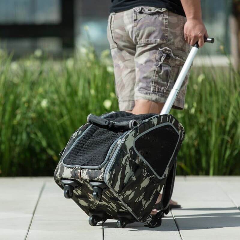 Petique 5-in-1 Airline Approved Dog Carrier with Wheels for Plane