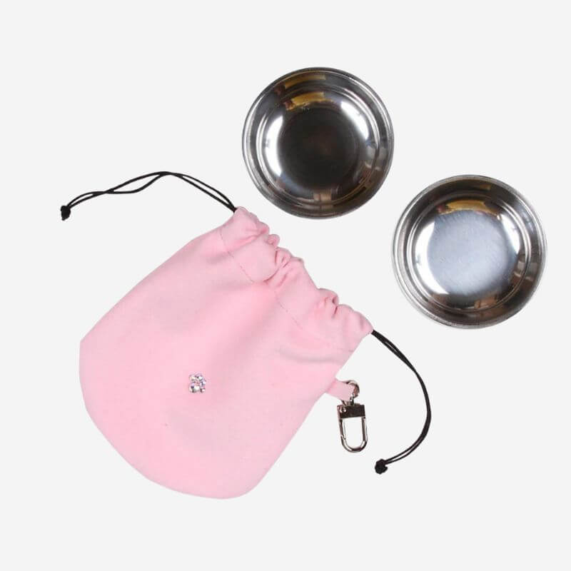 Susan Lanci Swarovski® Crystal Paws Travel Pouch and Dog Bowls - multiple colors available