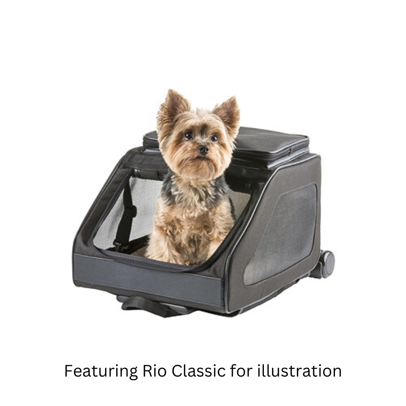 Petote Rio Quilted Luxe Airline Approved Dog Carrier with Wheels for Plane - Black