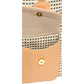 Close-up of the beige leather side pocket on the Canine Styles dog carrier purse.