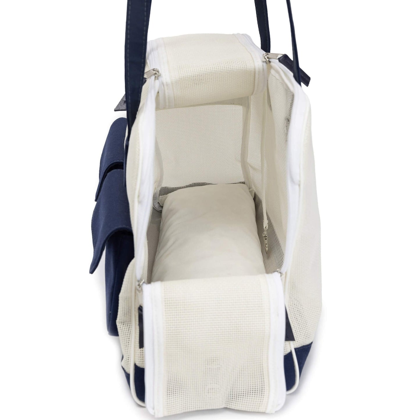 Canine Styles Dog Carrier All Mesh White w/Navy or Beige