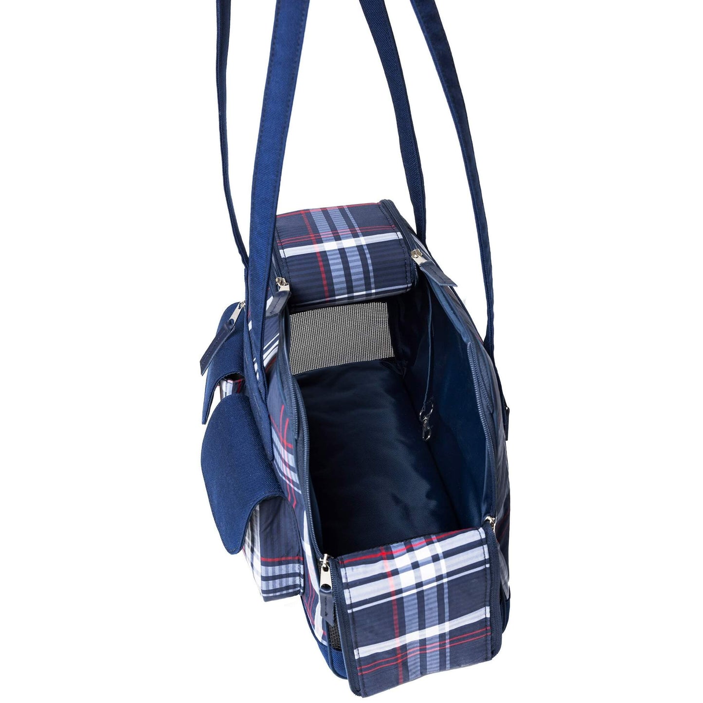 Canine Styles Dog Carrier Blue Plaid Nylon Bag