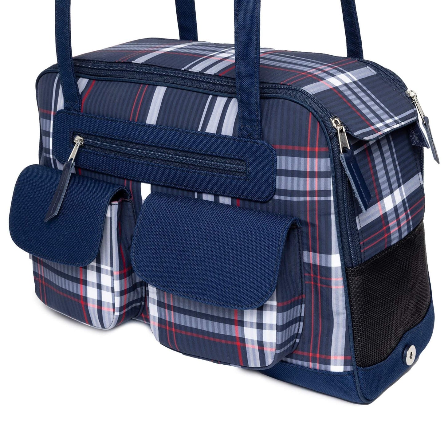 Canine Styles Dog Carrier Blue Plaid Nylon Bag