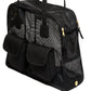 Canine Styles chic dog carrier in black mesh with black canvas front pockets.