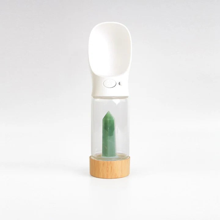 Urban Oasis Crystal Infused Pet Water Bottle - Green Aventurine