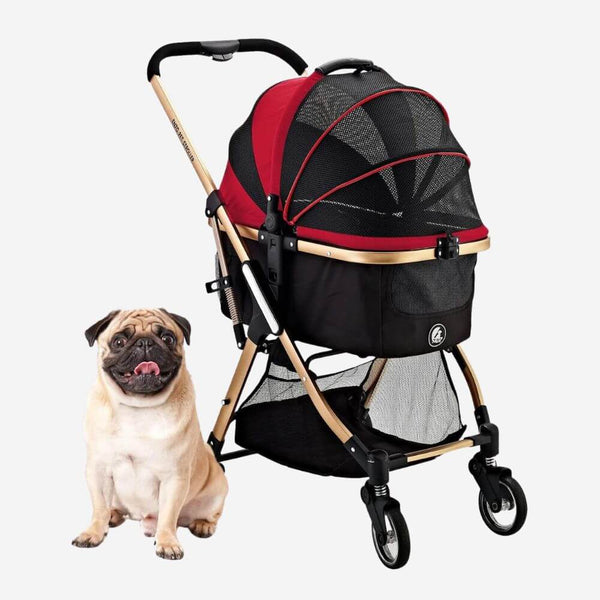 Enzo Pista Lightweight Dog Stroller, Travel Carrier, Pet Car Seat - Red