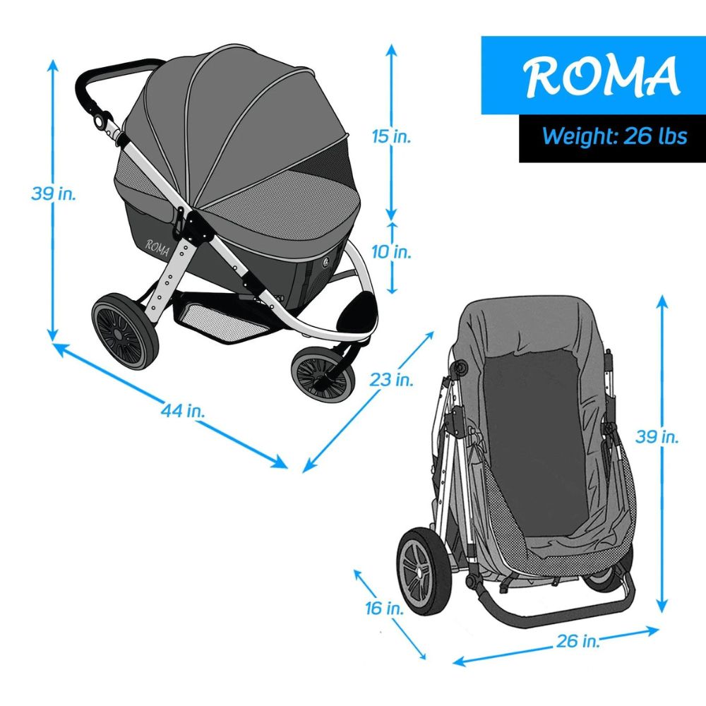 Enzo Roma Dog Stroller - Rose Gold