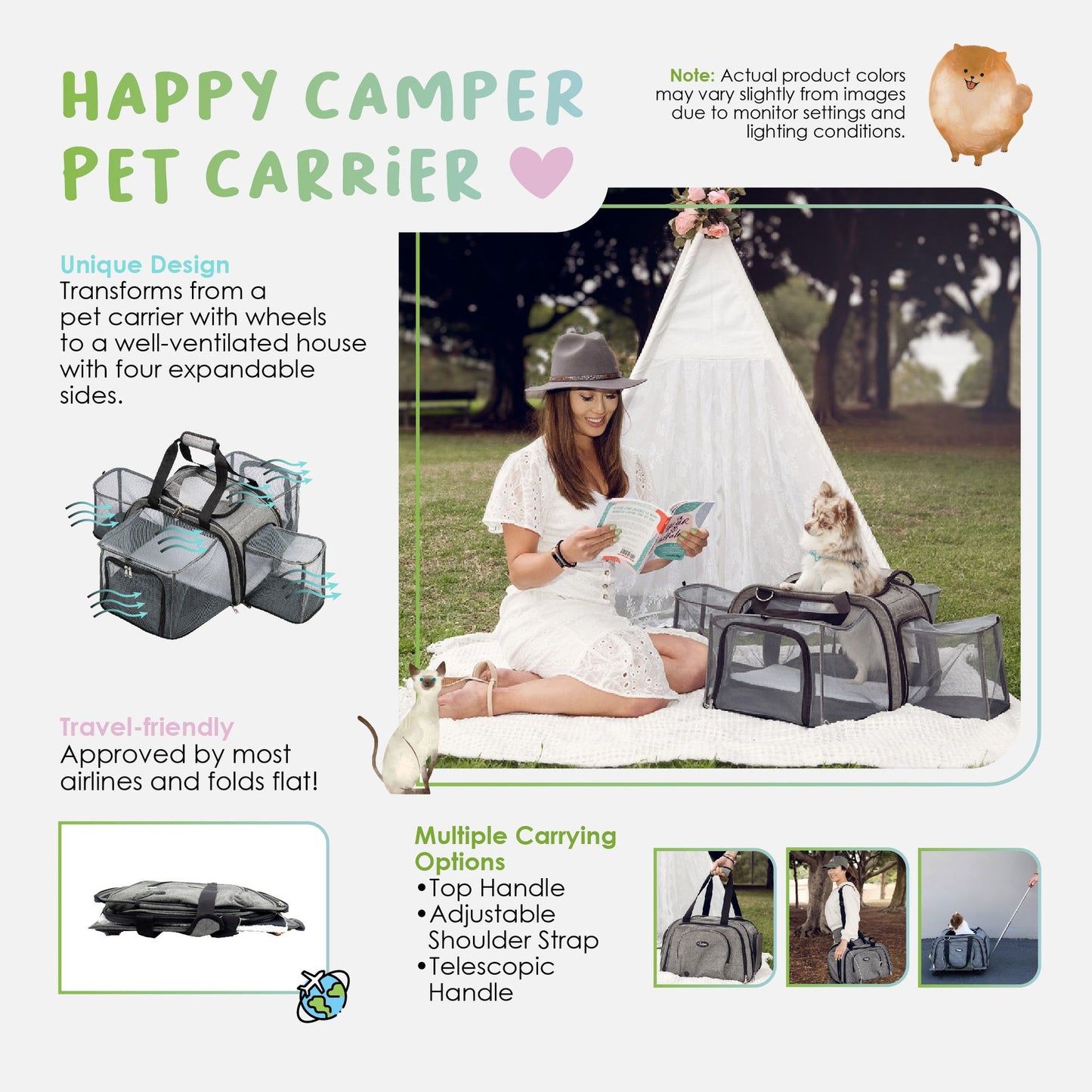 Petique Happy Camper Expandable Pet Carrier