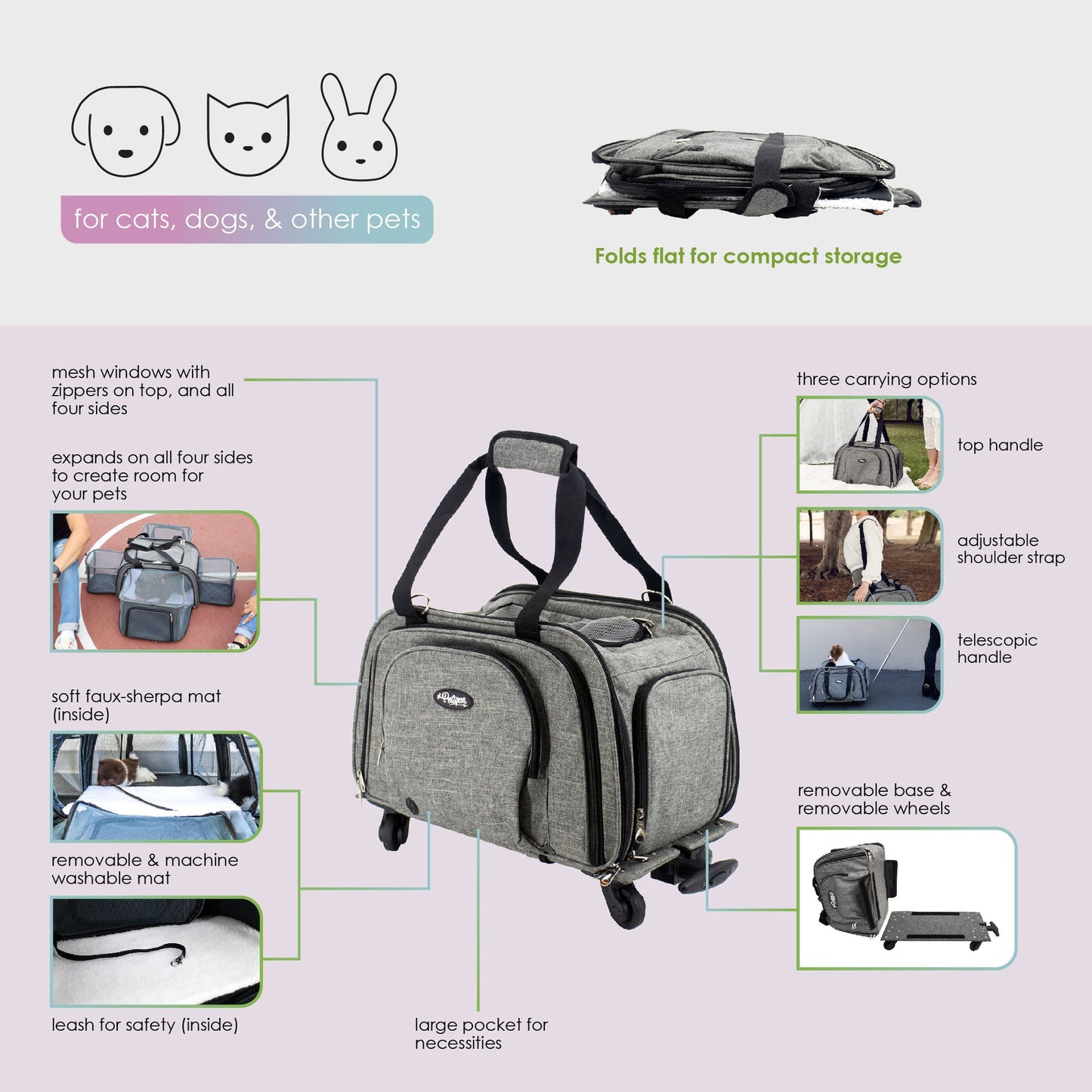 Petique Happy Camper Expandable Pet Carrier