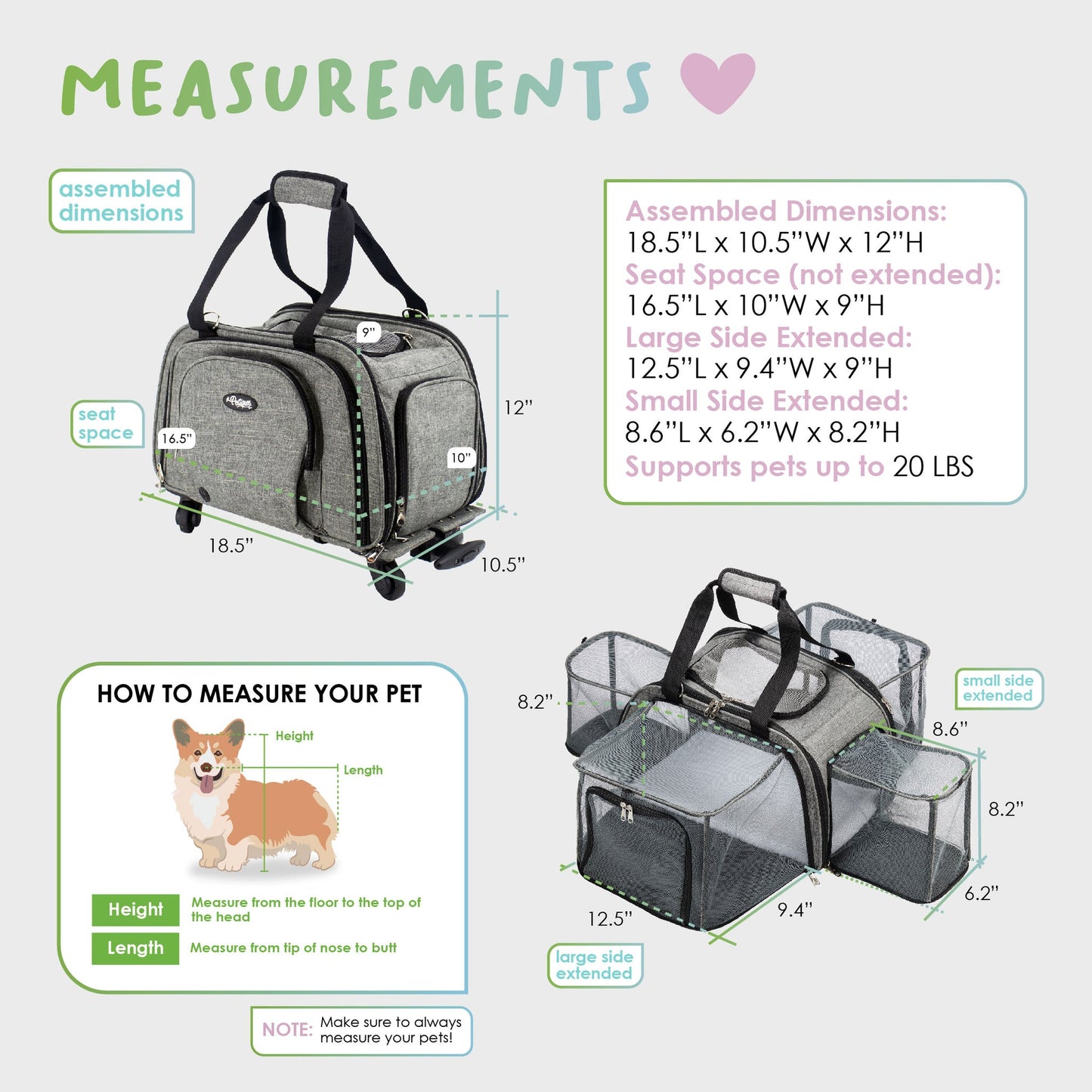 Petique Happy Camper Expandable Pet Carrier