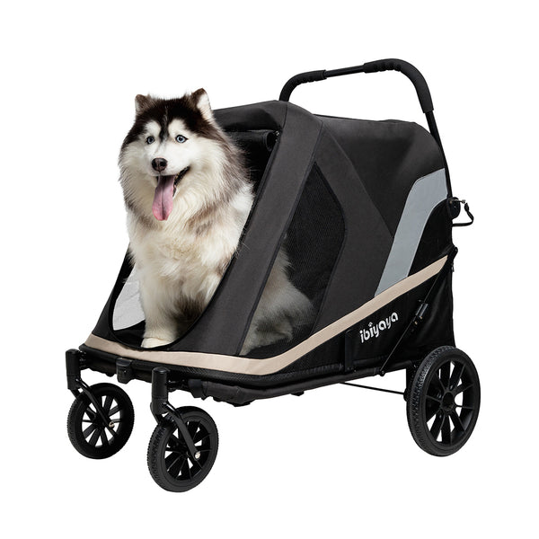 Ibiyaya Grand Cruiser Large Dog Stroller 4-Wheel  Foldable Big Dog Stroller for Large Breeds, Elderly &  Injured Pets