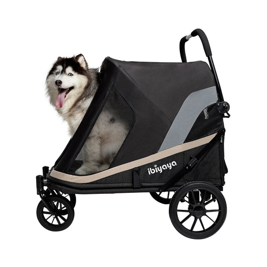 Ibiyaya Grand Cruiser Large Dog Stroller 4-Wheel  Foldable Big Dog Stroller for Large Breeds, Elderly &  Injured Pets