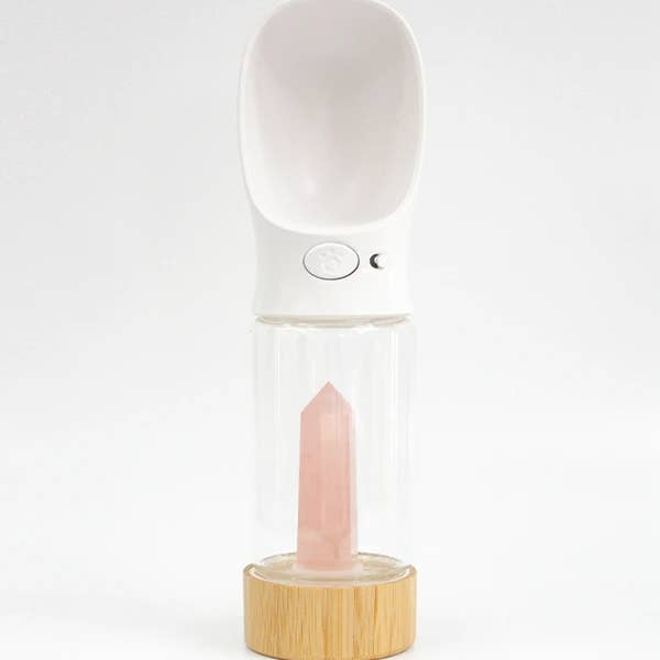 Urban Oasis Crystal Infused Pet Water Bottle - Rose Quartz