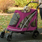 Labrador sitting inside Pet Gear Expedition dog stroller for large dogs.