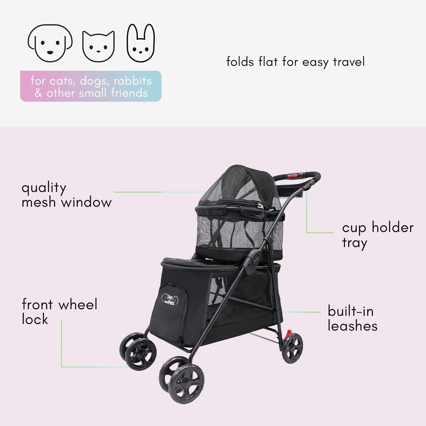 Petique Double Decker Dog Stroller - multiple colors available