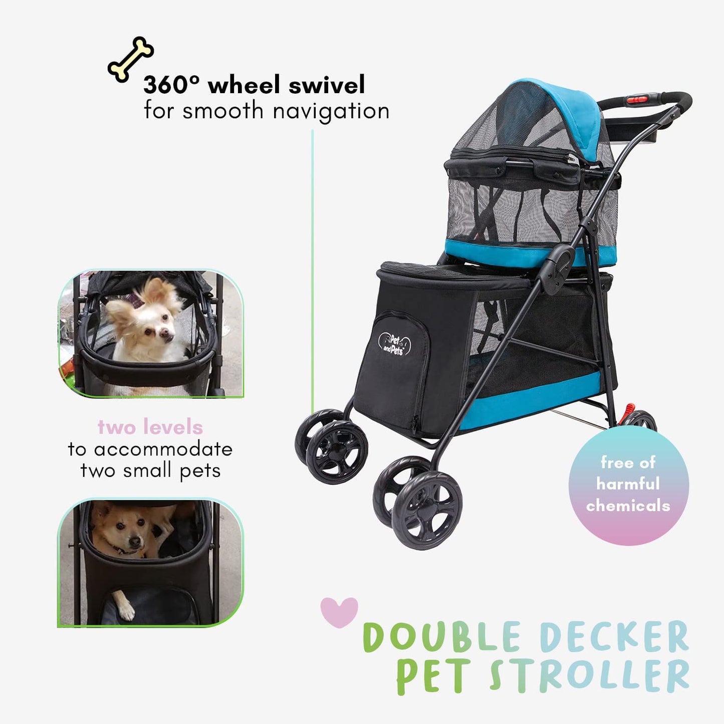 Petique Double Decker Dog Stroller - multiple colors available