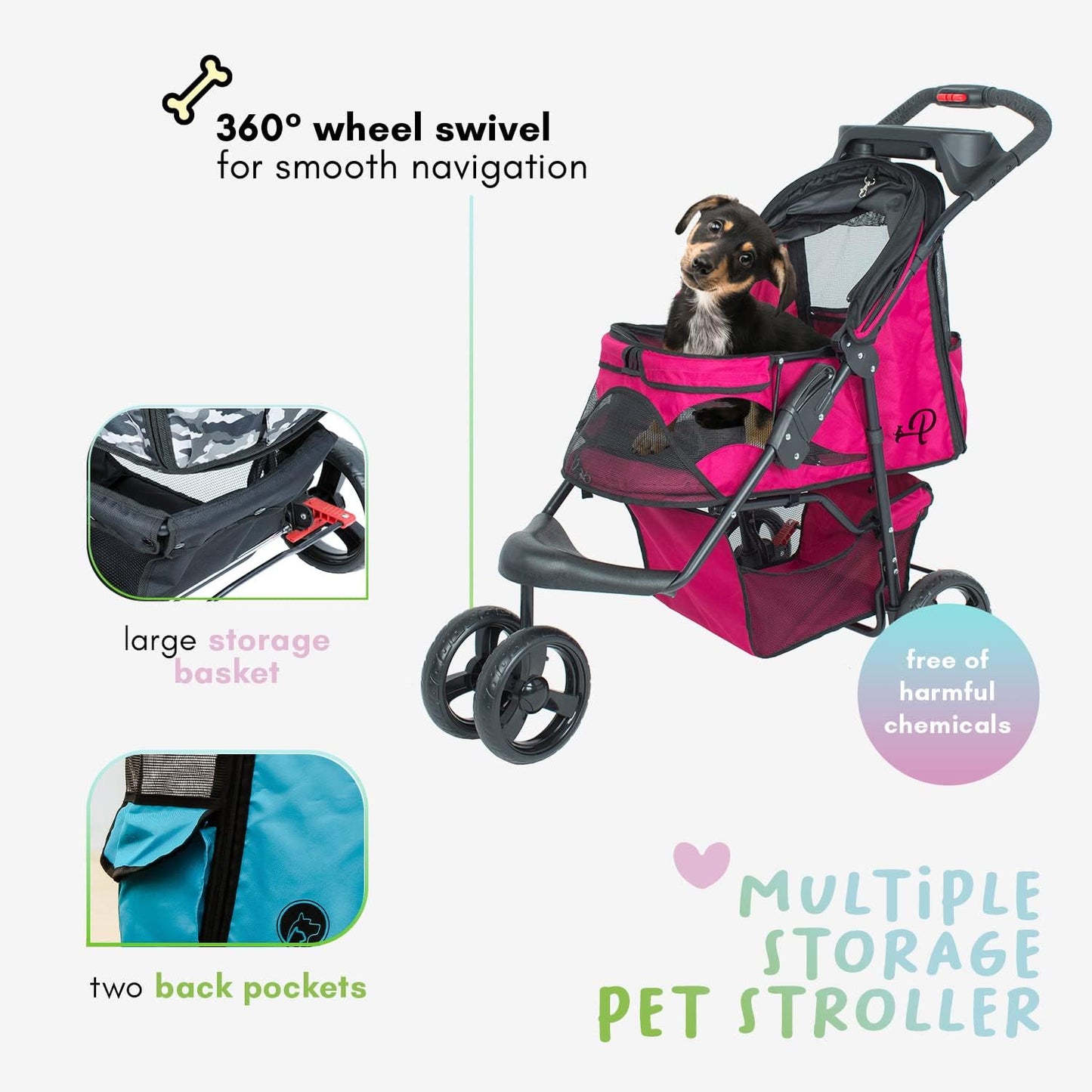 Petique Durable Dog Stroller - multiple colors available