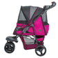 Side view of the Petique Durable Pet Stroller for large dogs in fushia.