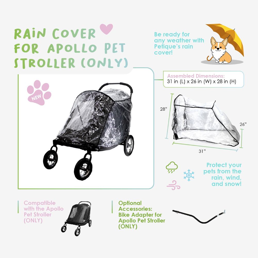 Petique Rain Cover for Apollo Pet Stroller ONLY