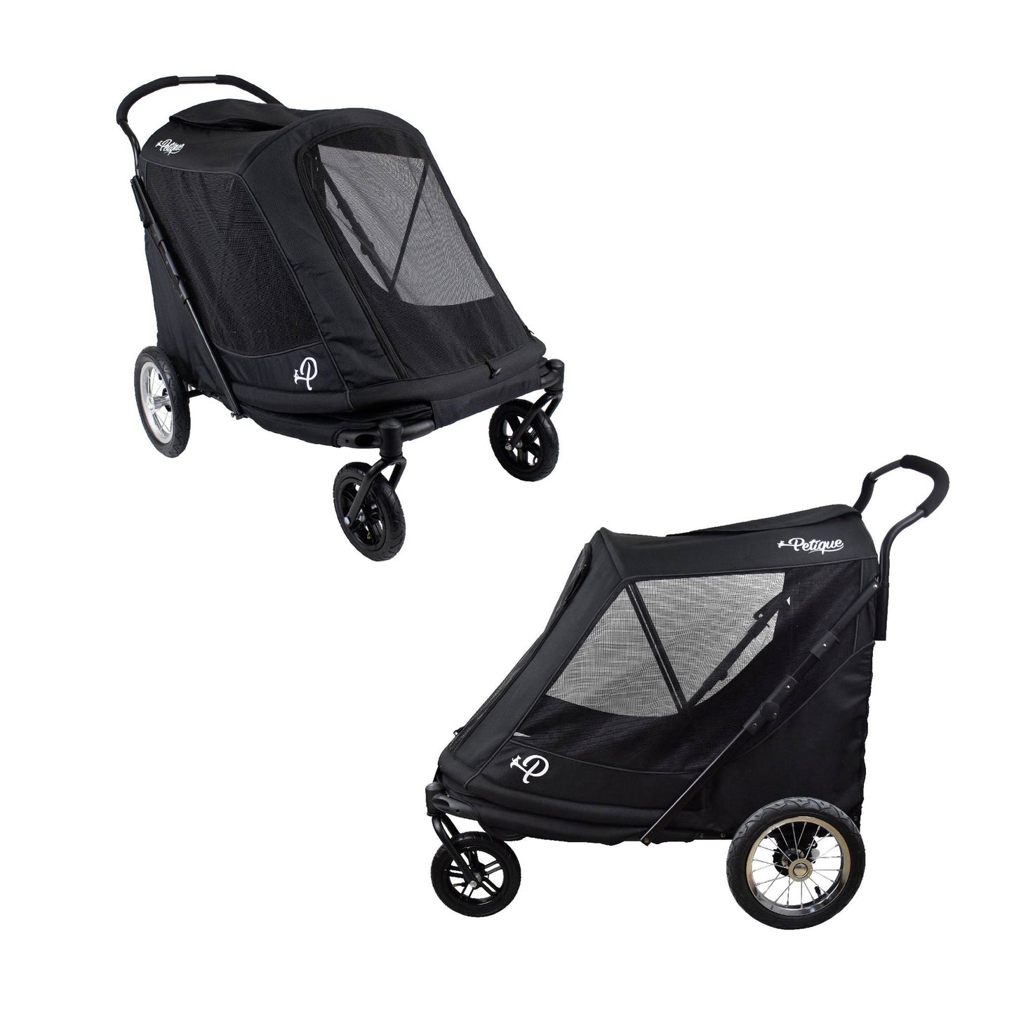 Petique Apollo Elite Pet Stroller for Large Dogs: Sturdy Ramp, Low to Ground, Air-Filled Bike Tires, Peek-a-Boo Window Folds Compact, Convertible Canopy, For Large & Multiple Dogs, Supports up to 133 LBS