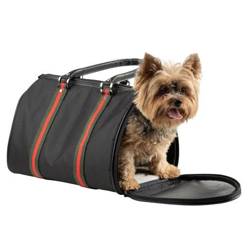 Petote Airline Dog Carrier JL Duffel  Black Stripe