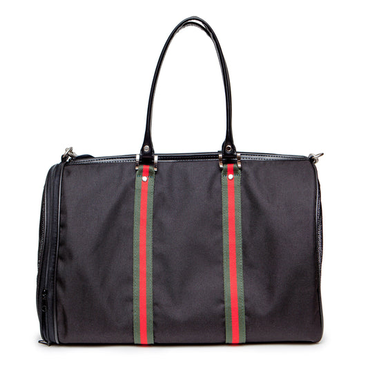 Petote Airline Dog Carrier JL Duffel  Black Stripe