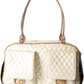 Marlee Dog Carrier Ivory Quilted with Snake Trim