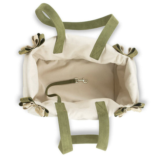 Susan Lanci Luxury Dog Carrier Doe & Olive Double Nouveau Bow