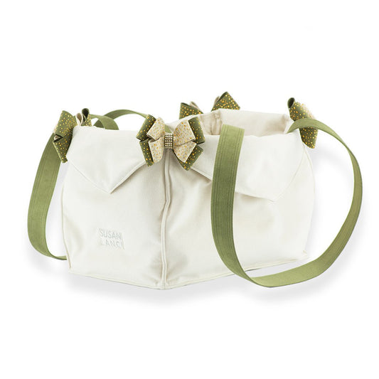 Susan Lanci Luxury Dog Carrier Doe & Olive Double Nouveau Bow