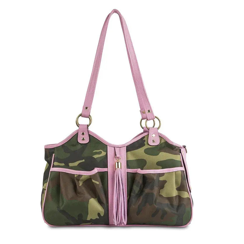 Petote Metro Dog Carrier Camo with Pink Trim