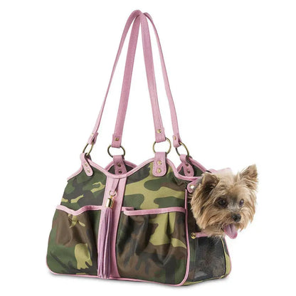 Petote Metro Dog Carrier Camo with Pink Trim