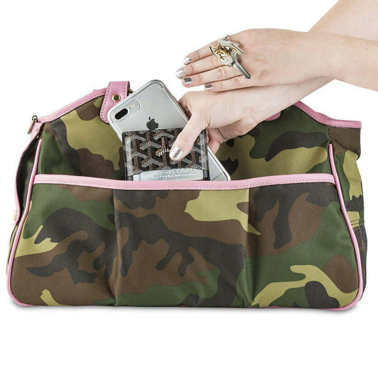 Petote Metro Dog Carrier Camo with Pink Trim