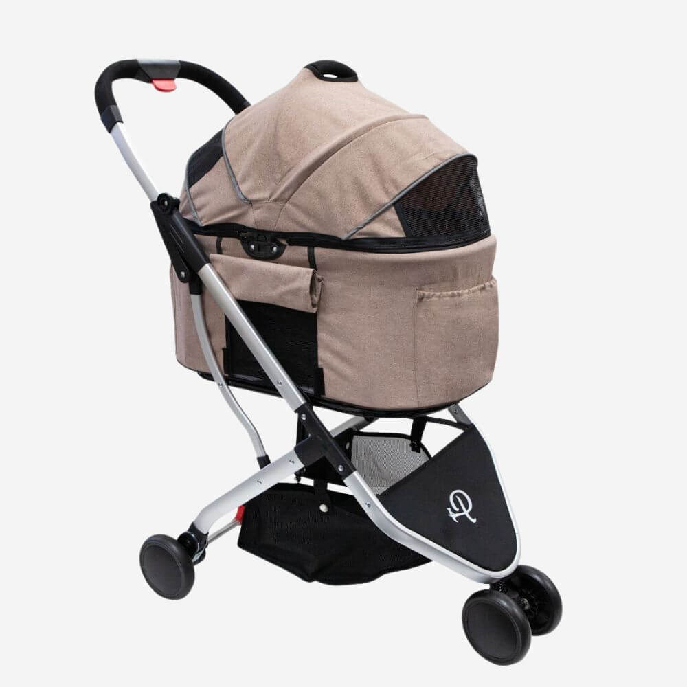 Side view of the Petique Newport dog stroller with a removable carrier.