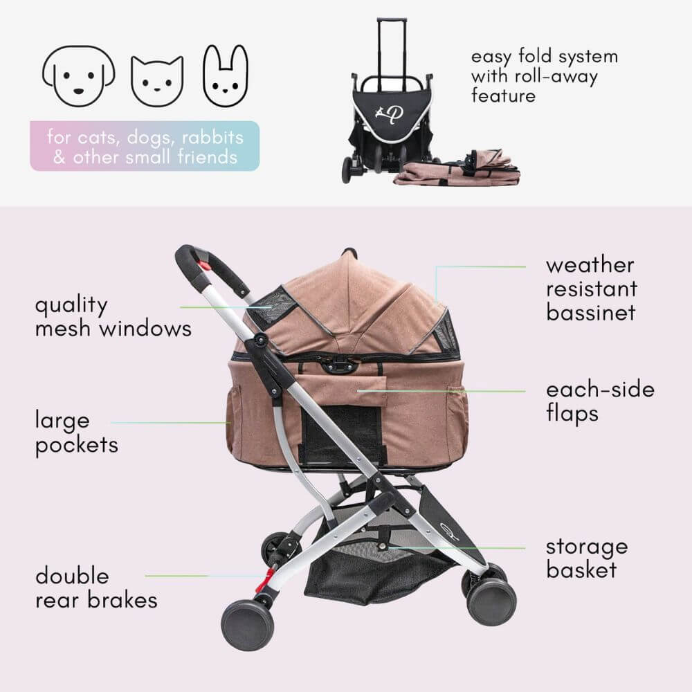 Petique Newport Dog Stroller 3-in-1 Travel System - multiple colors available