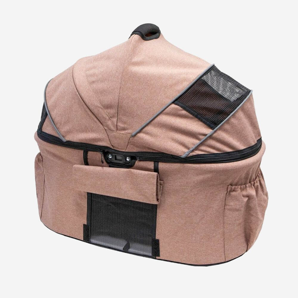 The Petique Newport dog carrier with the canopy closed.