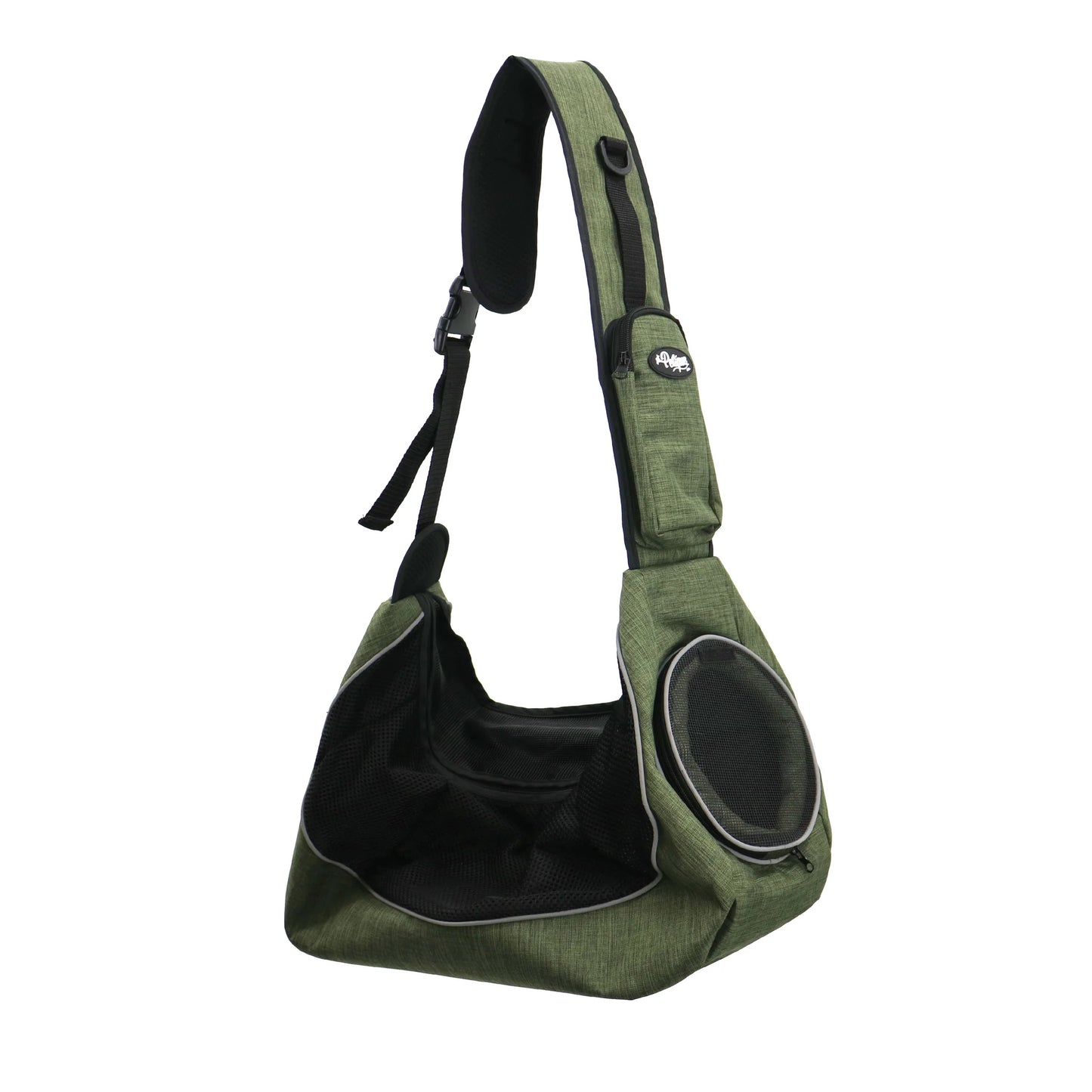 Petique small dog sling carrier in green.